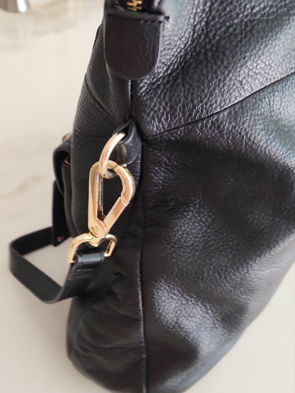 Emma Fox Black Leather Satchel with Gold Hardware - Picture 13 of 15